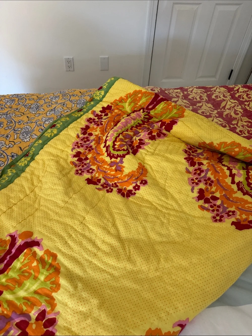 Anthropologie twin patchwork reversible quilt set. 4 pieces. Discontinued set.